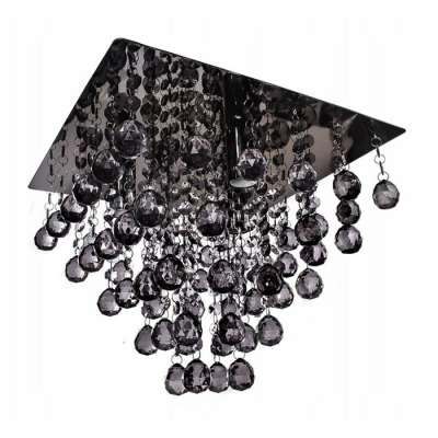 Square Acrylic Ceiling Light Black Chrome Ceiling Lamp with Smoky Beads NS-120255BC