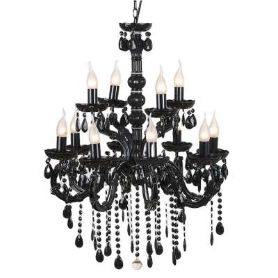 2 Layers Antique Black Acrylic Crystal Beads Decoration Chandelier NS-120026D