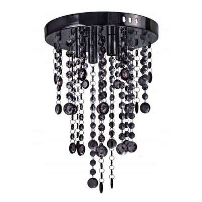 Round Acrylic Ceiling Light Black Chrome Ceiling Lamp with Smoky Beads NS-120218BC-4L