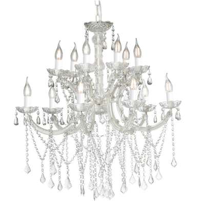 2 Layers Crystal Chandelier 12 Light Decoration Fancy Large Acrylic Chandelier NS-120179W